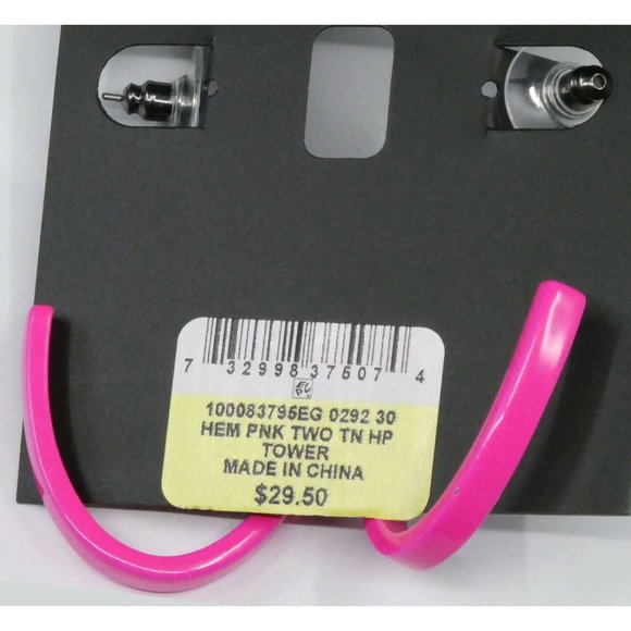 New Inc Med Pink/Black Thin Hoop Earrings $29.50 - Picture 3 of 4